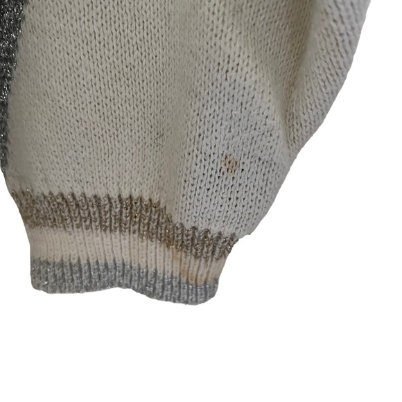 Pierre Cardin 1990s Metallic Harlequin Cardigan Sweater Medium - Picture 4 of 14